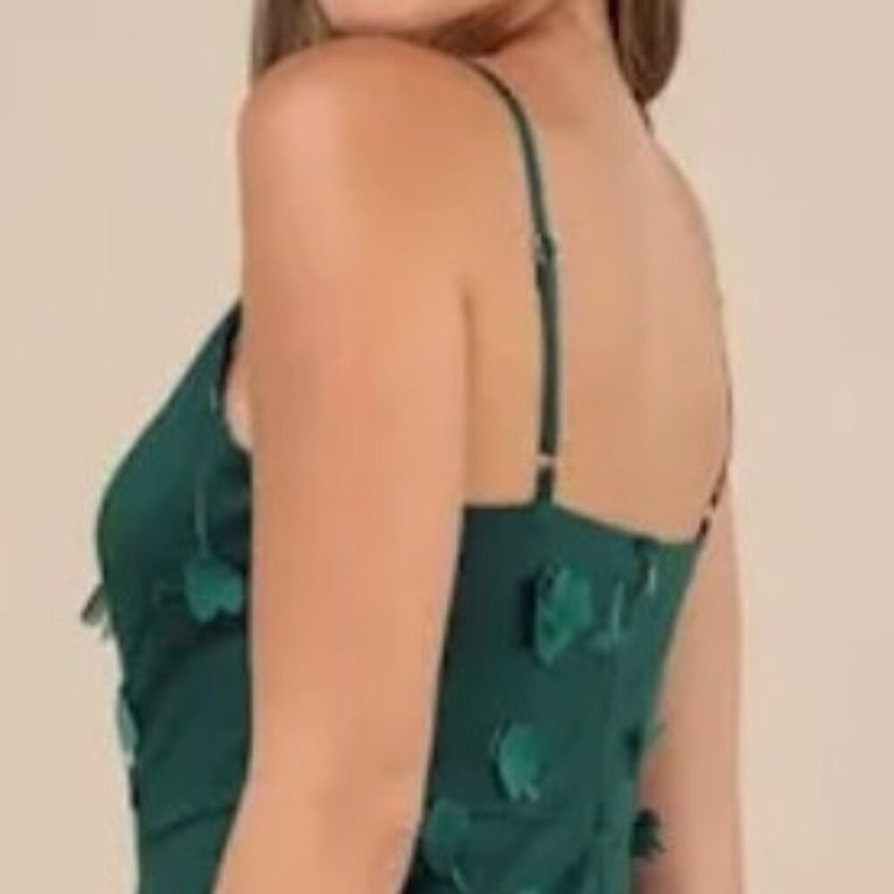 Lulus Limitless Adoration Emerald 3d Floral Embroidered Midi dress - Picture 4 of 7